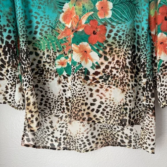 Soft Surroundings Tropical Breeze Floral Tunic Top Animalprint Resortwear Cruise - Picture 5 of 10